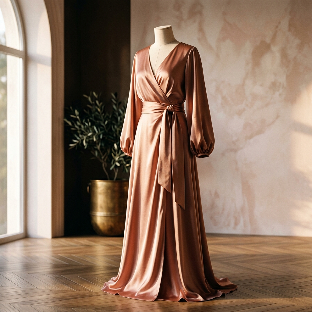 Mannequin draped in Aurelia silk
